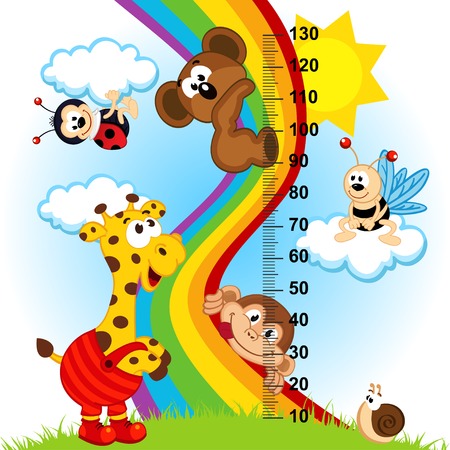 baby height measure  in original proportions 1 to 4  - vector illustration, epsのイラスト素材