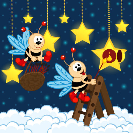 firefly illuminated star - vector illustration, epsのイラスト素材