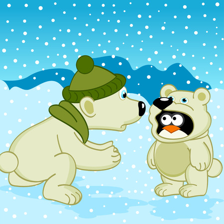 polar bear penguin dressed as bear  -  vector illustration, epsのイラスト素材