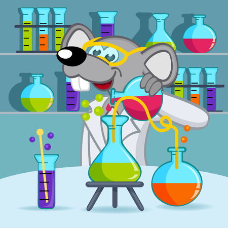 mouse scientist - vector  illustration, epsのイラスト素材