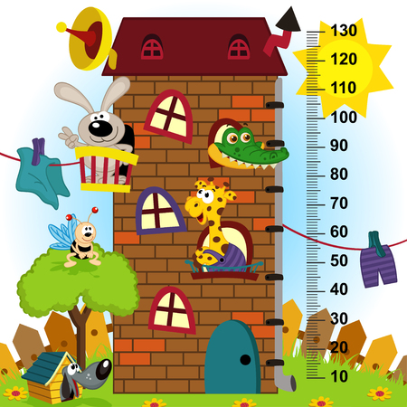 house height  measure (in original proportions 1:4) - vector illustration, epsのイラスト素材