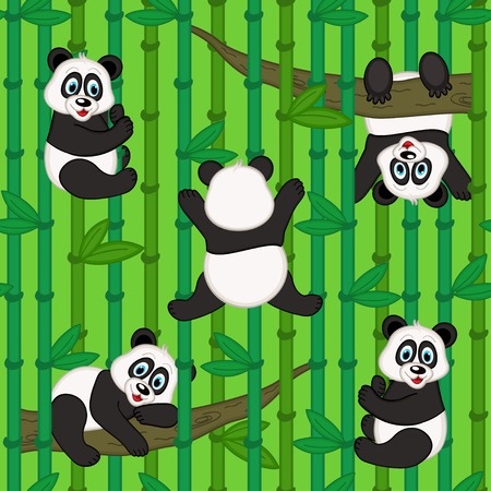 seamless pattern with panda - vector illustration, epsのイラスト素材