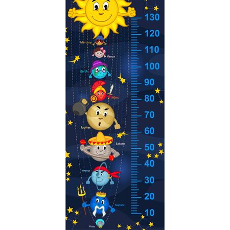 solar system height measurein original proportions のイラスト素材