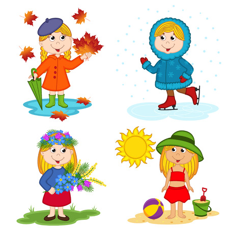 girl and the four seasonsのイラスト素材