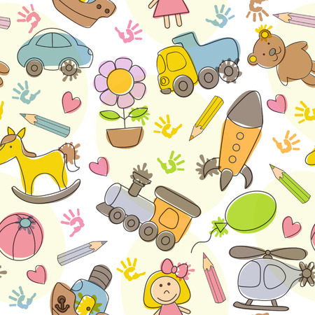 seamless pattern with kids' drawingsのイラスト素材