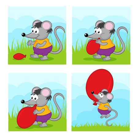 mouse inflates balloonのイラスト素材