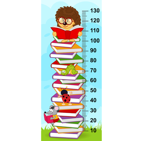 stack of books height measure (in original proportions 1: 4)のイラスト素材