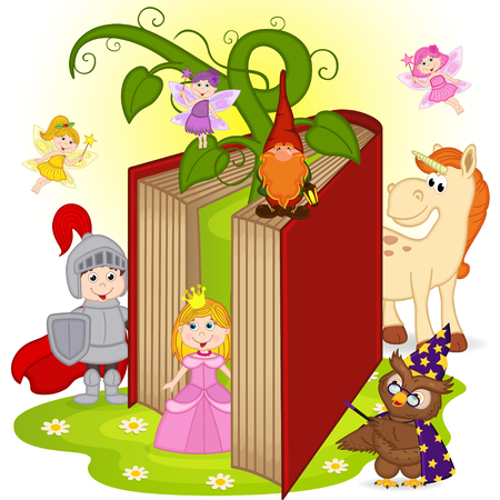 book with characters from fairy talesのイラスト素材