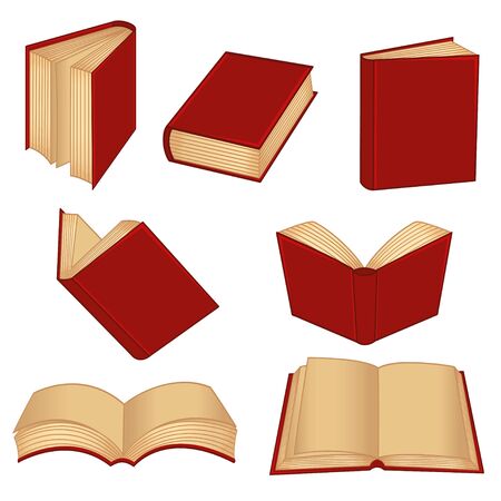 set of isolated red bookのイラスト素材