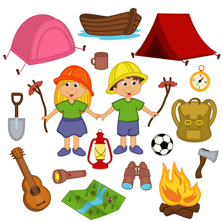 set camping equipmentのイラスト素材