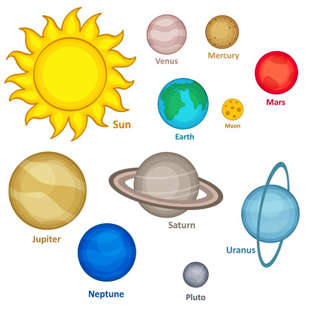 set of isolated planet of solar systemのイラスト素材