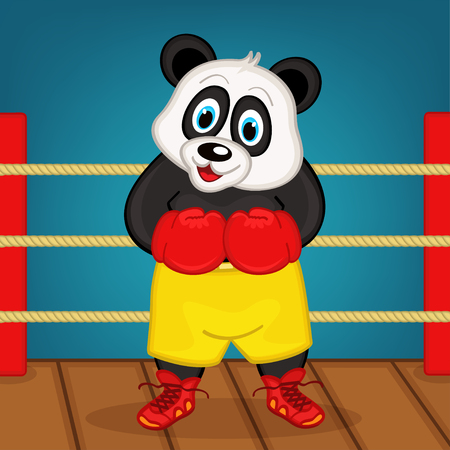 panda boxer on ring - vector illustrationのイラスト素材