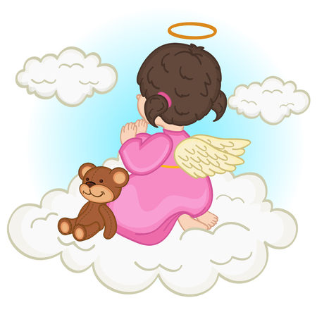 angel baby girl on cloudのイラスト素材