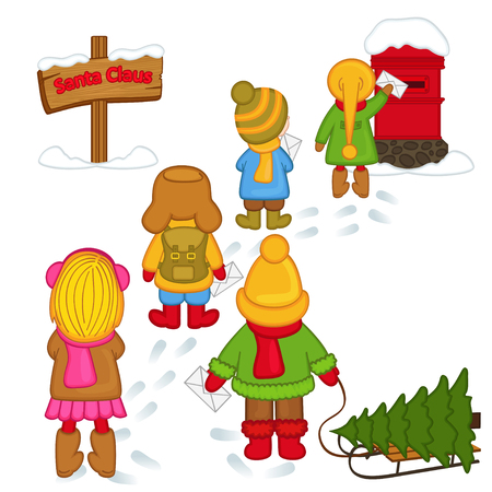 children send letters to Santa Clausのイラスト素材