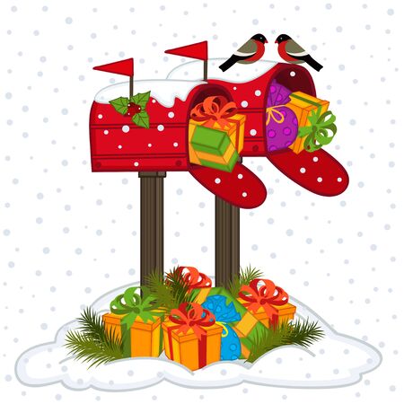 mailbox with Christmas gifts - vector illustration, epsのイラスト素材