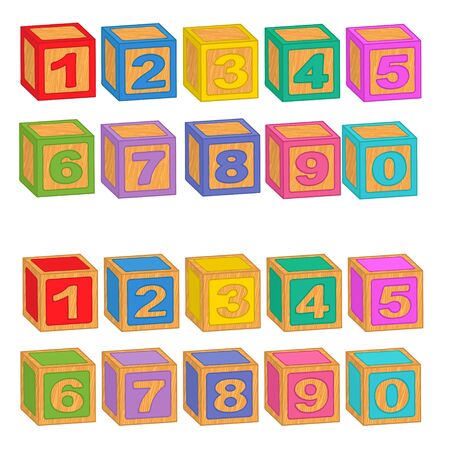 numbers wooden colorful blocksのイラスト素材