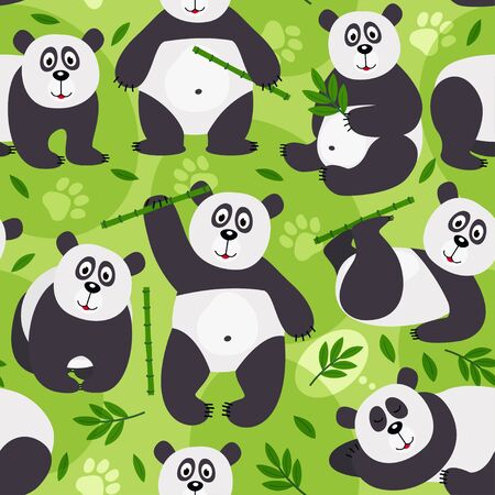 seamless pattern panda bearのイラスト素材