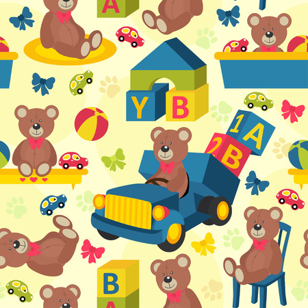 seamless pattern teddy bearのイラスト素材