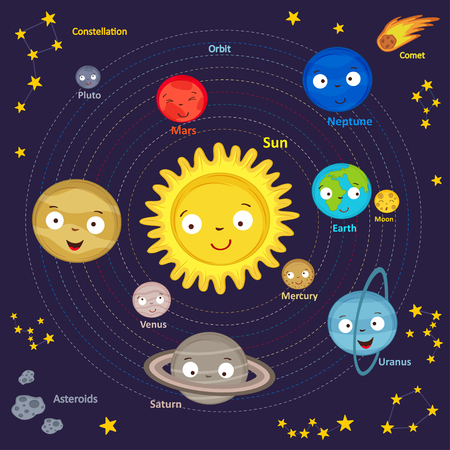 cute solar systemのイラスト素材