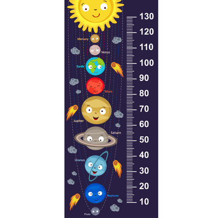 cute solar system height measure (in original proportions 1: 4)のイラスト素材
