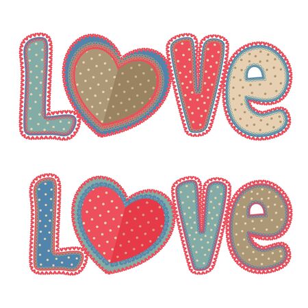 set of isolated vintage word love - vector illustrationのイラスト素材