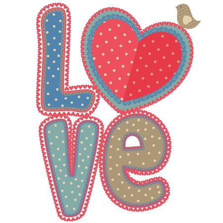 vintage word love with bird -のイラスト素材