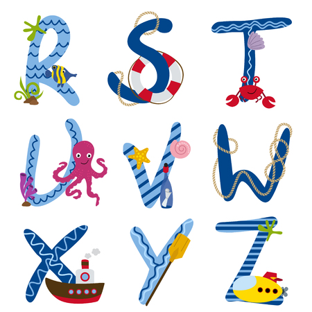 Alphabet nautical from R to Z - vector illustrationのイラスト素材