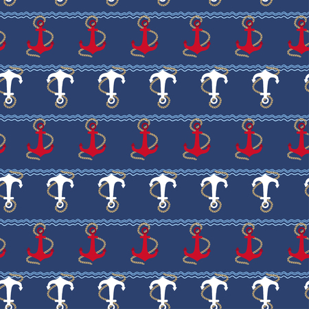 seamless pattern with nautical anchors - vector illustration, epsのイラスト素材