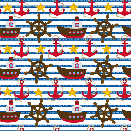 seamless nautical pattern - vector illustration, epsのイラスト素材