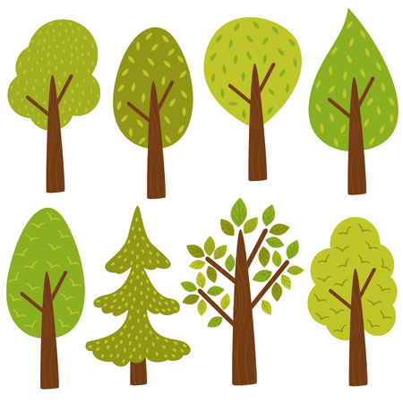 Set of isolated trees - vector illustration, epsのイラスト素材