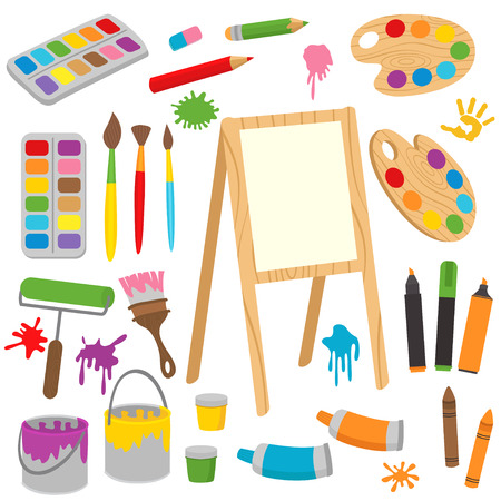 set of isolated drawing tools - vector illustration, epsのイラスト素材
