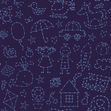 seamless pattern night sky for baby - vector illustration, epsのイラスト素材