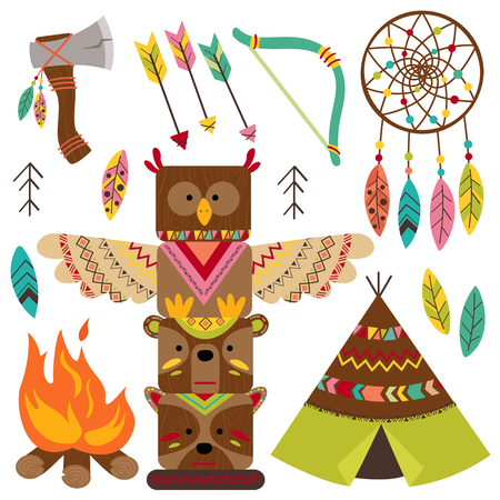 Set of isolated tribal elements - vector illustration, epsのイラスト素材