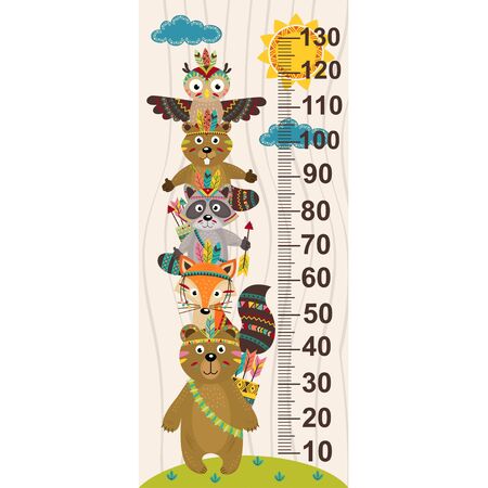 Growth measure with tribal animal vector illustration, epsのイラスト素材