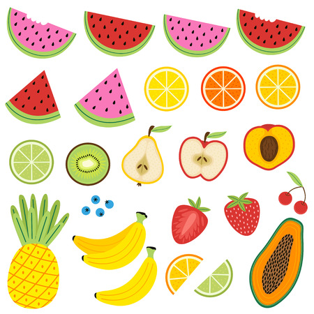Set of isolated fruits - vector illustration, epsのイラスト素材