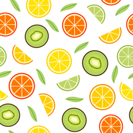 Seamless pattern with orange and kiwi - vector illustration, epsのイラスト素材