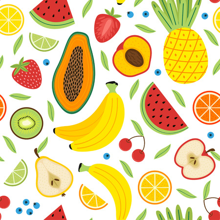 Seamless pattern with fruits - vector illustration, epsのイラスト素材