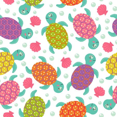 Seamless pattern with turtle - vector illustration, epsのイラスト素材