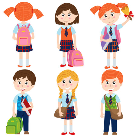 Set of isolated pupils of the school - vector illustration, epsのイラスト素材