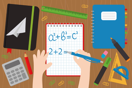 A Vector illustration of a hand writes on the math notebook epsのイラスト素材
