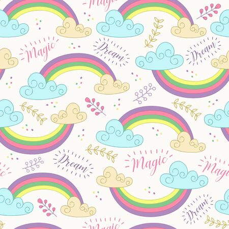 Seamless pattern with cute rainbow.のイラスト素材