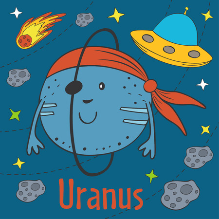 Cartoon funny Uranus illustration.のイラスト素材