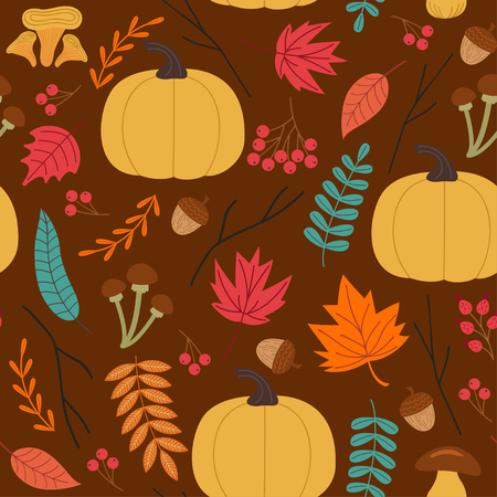 Autumn pattern with pumpkin vector illustrationのイラスト素材
