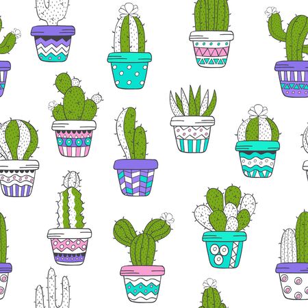 seamless pattern with cactus - vector illustration, epsのイラスト素材