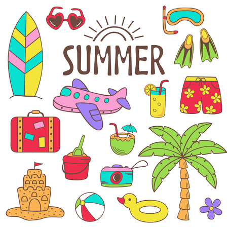 set of isolated summer iconのイラスト素材