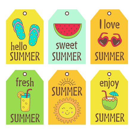 set of summer tags - vector illustrationのイラスト素材