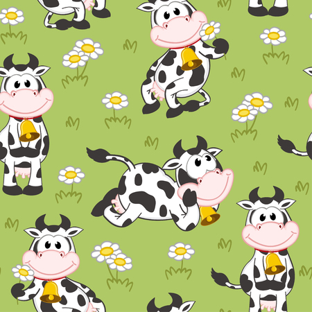 seamless pattern with funny cow - vector illustration, epsのイラスト素材
