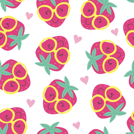 seamless pattern with cute strawberry - vector illustration, epsのイラスト素材
