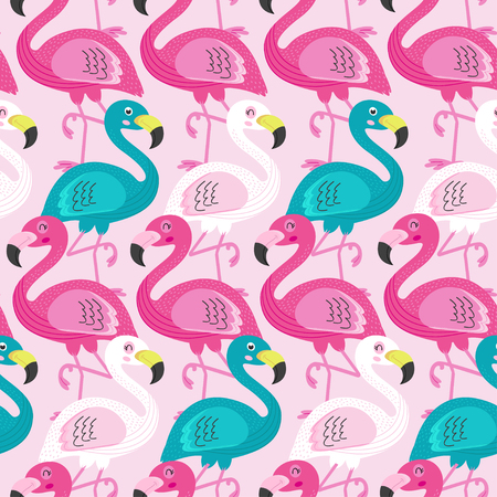 seamless pattern with beautiful flamingo - vector illustration, epsのイラスト素材