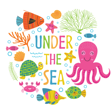Under the sea - vector illustration, epsのイラスト素材
